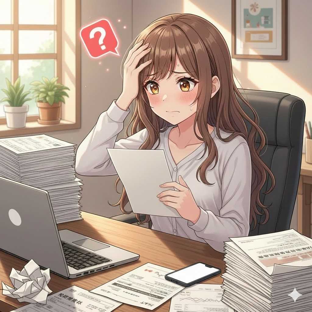 iDeCo移換作業に悩む女性