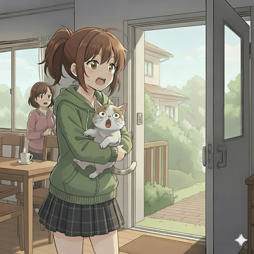 父を助ける猫さま