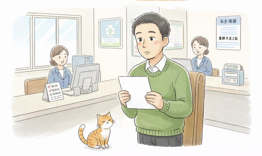 たくさんの書類を整理し、チェックリストを一つずつ埋めていく落ち着いた表情の男性